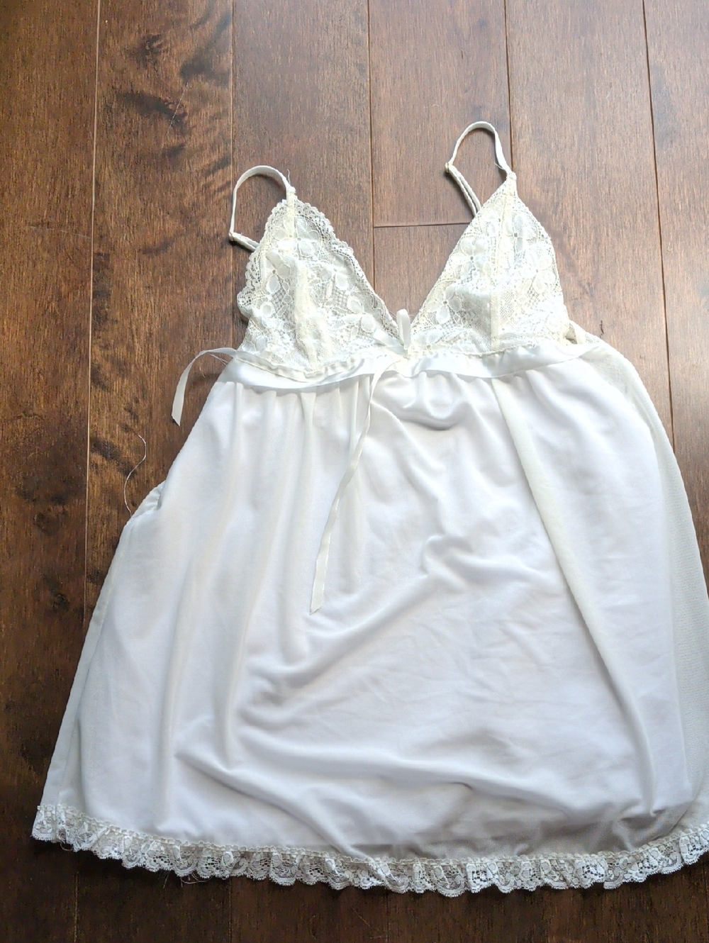 Women's Ivory Lace Trim Chemise Slip